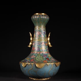 A Qianlong cloisonn é enamel cloisonn é lotus root bottle
