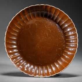Brown porcelain plate from the kiln
