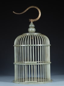 A large Hotan Jade birdcage