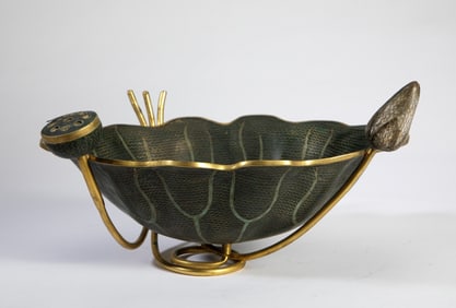 A Cloisonne Lotus Leaf Brush Wash