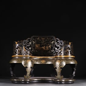 A wooden lacquer painted Arhat bed table