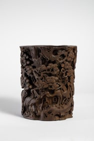 Agarwood pine crane pen holder