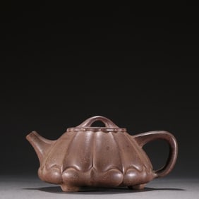 A Wu Yungen purple clay gourd shaped stone ladle pot