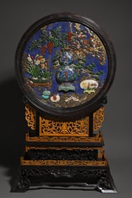 A Piece Of Rosewood Inlaid With Treasure Floral Interstitials