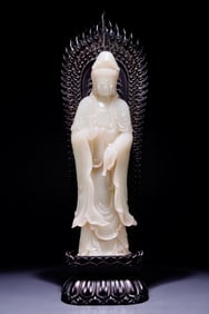 A piece of Hetian Jade Guanyin Buddha statue
