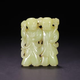 Hetian Huangyu Boy Holding Lingzhi