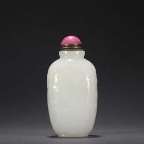 Hetian Jade Carving Character Story Snuff Bottle