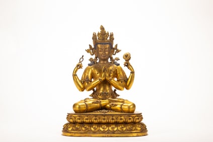 A copper gilded Buddha statue