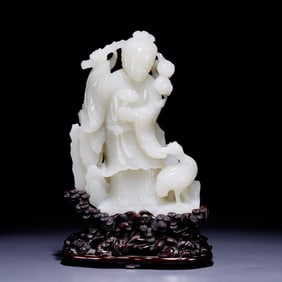 A piece of Hetian jade Magu birthday ornaments