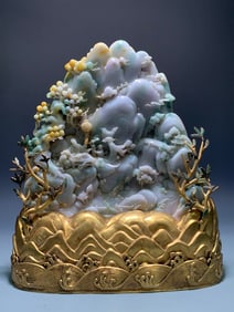 An old jade character story mountain ornament