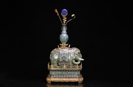 A Qing Qianlong Jingtai Blue and Tian Biyu Taiping Sheng Elephant Ornament