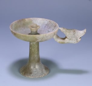 A Piece Of Han Dynasty High Ancient Jade Bird'S Ear Candlestick