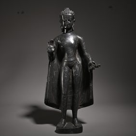 A piece of rice originated from overseas bluestone Guanyin study ornaments