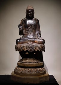 Tang Dynasty bluestone painted Buddha statue