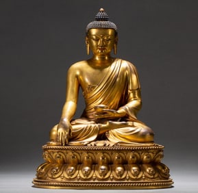 A copper gilded Buddha statue