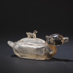Natural Crystal Carved Duck Shaped Water Basin