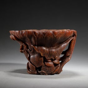 A Qing Dynasty ox horn Lotus cup