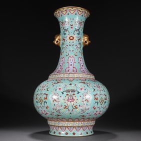 Pine Stone Green Space Pink Treasure Flower Gilded Golden Lion Ear Bottle