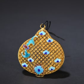 A silver gilded burnt blue bat patterned sachet