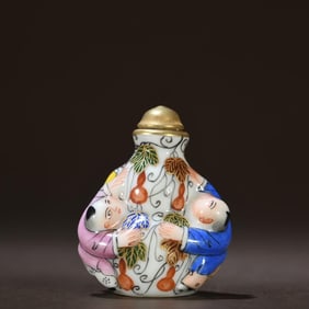 Pink Painted Fulu Boy Snuff Bottle