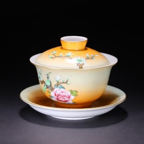 A Clear Pastel Butterfly Love Flower Cup And Saucer