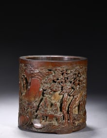 Bamboo carved character story pen holder