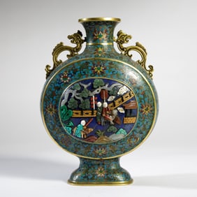 A Cloisonne Vase Holding The Moon