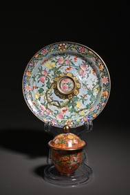An Enamel Peach Tray