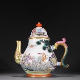 Pink Painted Eight Immortals Birthday Wishing Pot