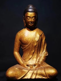 A Very Rare Bluestone-Gilt Statue Buddha  Ornaments