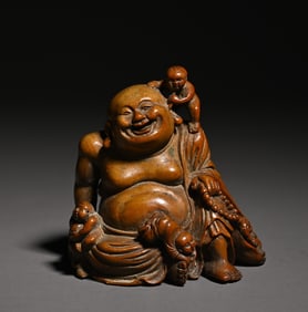 A Piece Of Bamboo Carving Children'S Play Maitreya Buddha Study Room Ornaments