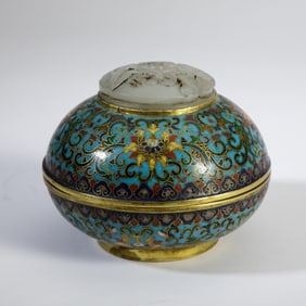 A Cloisonne Box Inlaid With Jade