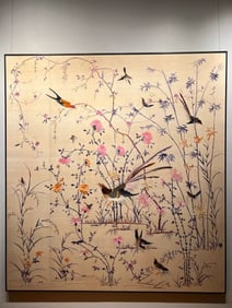 A Large-Size Flower And Bird Embroidery From The Qing Dynasty