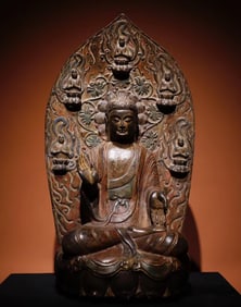 Tang Dynasty bluestone painted Buddha statue