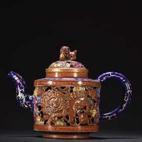A Meng Chen style enamel colored qilin