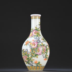 A piece of material with painted enamel, many seeds, many blessings, and a bottle for appreciation