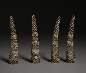 A Set Of Silver-Gilt Burnt Blue-Inlaid Treasure Armor Sets