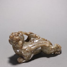 A piece of Hetian Yuhu people riding beast ornaments