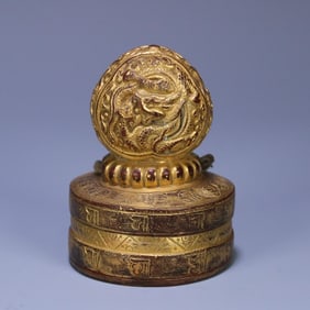 A bronze gilded Tibetan Buddhist seal