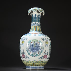 A Qing Qianlong Doucai Lotus Pattern Curled Bottle