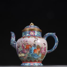A piece of clear purple sand enamel Eight Immortals across the sea chart teapot
