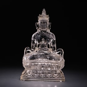 A piece of Qing Dynasty crystal longevity Buddha statue