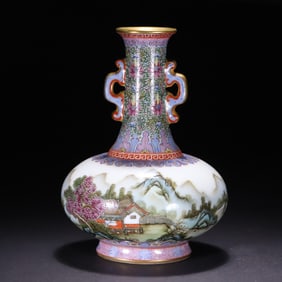 A Piece Of Clear Pastel Landscape Amphora