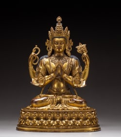 A copper gilded Buddha statue
