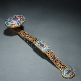 A Qianlong Bronze Gilt Cloisonne Blessing And Longevity