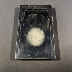 A green end natural stone colored inkstone in Yingquan style