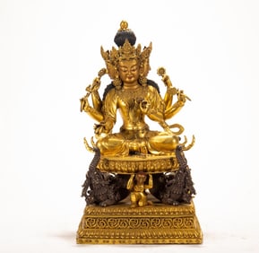 A copper gilded Buddha statue