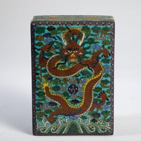 A Cloisonne Blue Dragon Pattern Square Box