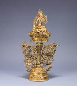 Bronze gilded statue of Mother Du in Tibetan Buddhism