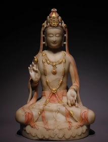 Northern Qi white marble gilded painted Bodhisattva statue